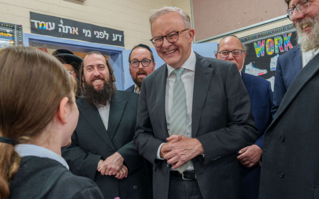 Prime Minister Anthony Albanese talks to students at Adass Israel school. Prime Minister Anthony Albanese talks to students at Adass Israel school.