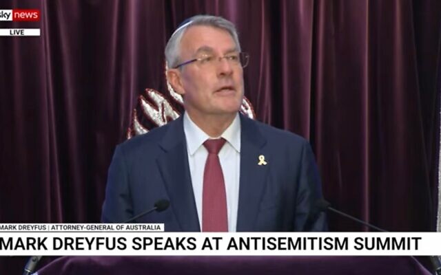 Attorney-General Mark Dreyfus speaks at the Sky News Antisemitism Summit. Photo: Screenshot Attorney-General Mark Dreyfus speaks at the Sky News Antisemitism Summit. Photo: Screenshot