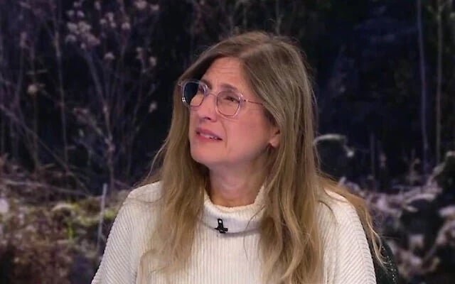 Idit Ohel, mother of hostage Alon Ohel, interviewed on Channel 12 news, February 9, 2025 (The Times of Israel: Channel 12 screenshot) Idit Ohel, mother of hostage Alon Ohel, interviewed on Channel 12 news, February 9, 2025 (The Times of Israel: Channel 12 screenshot)