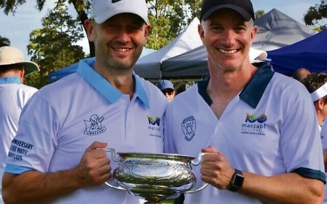 Todd Greenberg (left) and Michael Klinger holding the Keith Cup trophy. Photo: Maccabi Australia Todd Greenberg (left) and Michael Klinger holding the Keith Cup trophy. Photo: Maccabi Australia