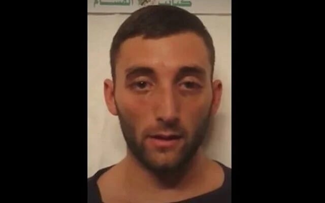 Hostage Matan Angrest in a first image released by his family from Hamas captivity, March 3, 2025 (Courtesy) Hostage Matan Angrest in a first image released by his family from Hamas captivity, March 3, 2025 (Courtesy)
