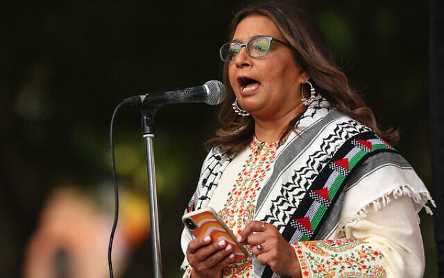 Greens Deputy Leader, Senator Mehreen Faruqi at a pro-Palestinian rally in Sydney in January. Photo: AAP Image/Jeremy Ng Greens Deputy Leader, Senator Mehreen Faruqi at a pro-Palestinian rally in Sydney in January. Photo: AAP Image/Jeremy Ng
