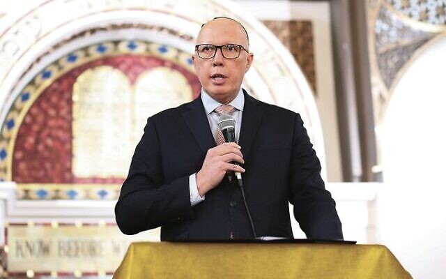Peter Dutton speaking at St Kilda Shule last year. Photo: Peter Haskin Peter Dutton speaking at St Kilda Shule last year. Photo: Peter Haskin