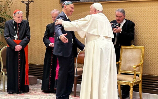 Pope Francis (right) welcomes Rabbi Sergio Bergman at the Vatican in 2024. Photo: WUPJ Pope Francis (right) welcomes Rabbi Sergio Bergman at the Vatican in 2024. Photo: WUPJ