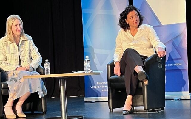 Amelia Hamer (Liberal) and Dr Monique Ryan (Independent) at Thursday night's Jewish community candidate forum held at Bialik College. Amelia Hamer (Liberal) and Dr Monique Ryan (Independent) at Thursday night's Jewish community candidate forum held at Bialik College.