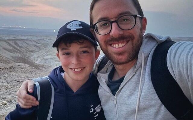 Yoni Garfield and his son Eitan at Masada. Yoni Garfield and his son Eitan at Masada.