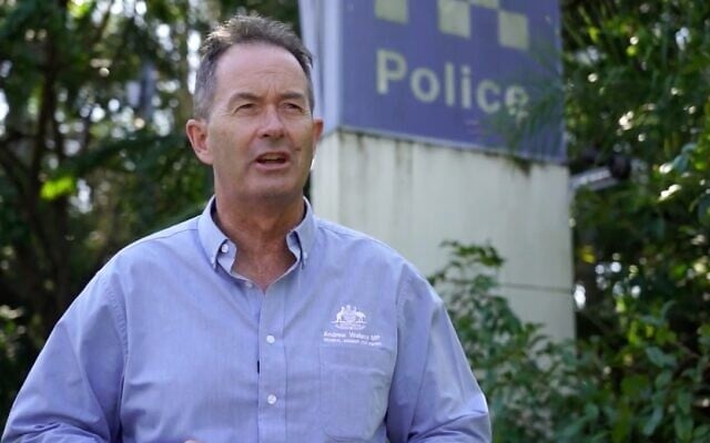 Fisher MP Andrew Wallace outside Caloundra Police station. Fisher MP Andrew Wallace outside Caloundra Police station.