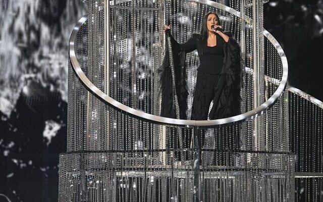 Yuval Raphael performs
"New Day Will Rise" during the Eurovision Song Contest in Basel, Switzerland.
Photo: AP Photo/Martin Meissner Yuval Raphael performs
"New Day Will Rise" during the Eurovision Song Contest in Basel, Switzerland.
Photo: AP Photo/Martin Meissner