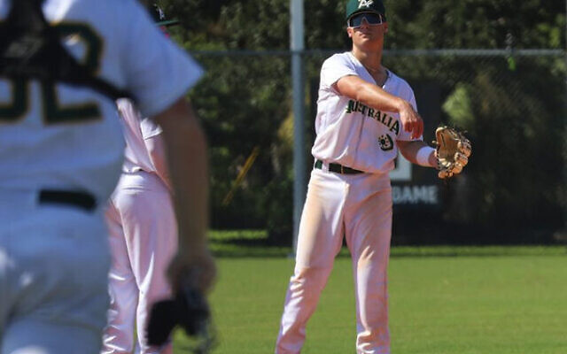 Cal Fingleson fielding for the U18 Australian team last year in Florida. Cal Fingleson fielding for the U18 Australian team last year in Florida.