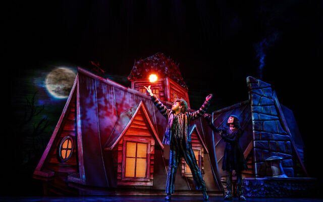 Eddie Perfect and Karis Oka in Beetlejuice The Musical at the Regent Theatre. Photo: Michelle Grace Hunder Eddie Perfect and Karis Oka in Beetlejuice The Musical at the Regent Theatre. Photo: Michelle Grace Hunder