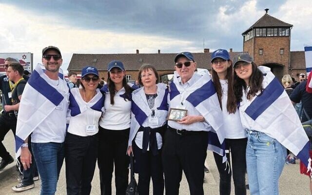 Mark Spigelman with his family at Auschwitz. Mark Spigelman with his family at Auschwitz.