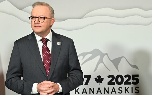 Australian Prime Minister Anthony Albanese ahead of the G7 Leaders' Summit in Canada, Sunday, June 15, 2025. Photo: AAP Image/Lukas Coch. Australian Prime Minister Anthony Albanese ahead of the G7 Leaders' Summit in Canada, Sunday, June 15, 2025. Photo: AAP Image/Lukas Coch.