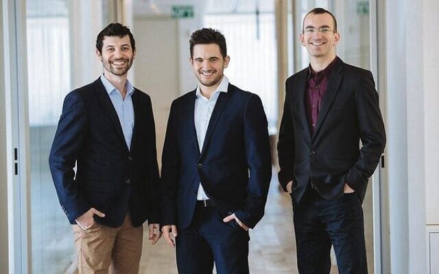 Aidoc co-founders (from left) Michael Braginsky, Elad Walach and Guy Reiner. Photo: Guy Shriber/Courtesy Aidoc co-founders (from left) Michael Braginsky, Elad Walach and Guy Reiner. Photo: Guy Shriber/Courtesy