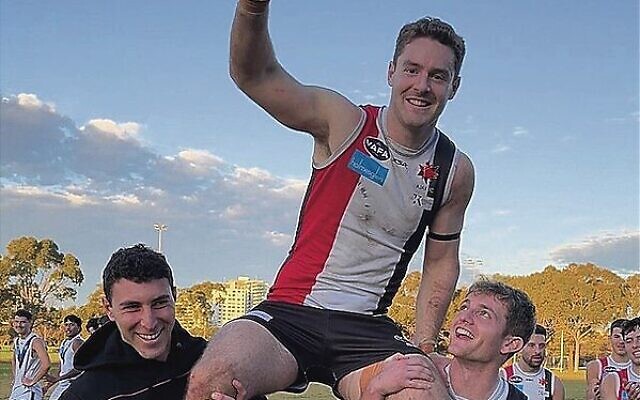 Toby Lipton after playing his 100th senior game for the Jackas at Gary Smorgon Oval on July 5. Toby Lipton after playing his 100th senior game for the Jackas at Gary Smorgon Oval on July 5.