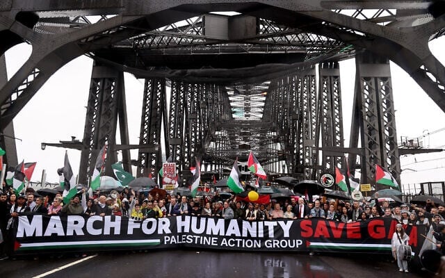 Demonstrators cross the Sydney Harbour Bridge on August 3, 2025. Photo: David GRAY / AFP Demonstrators cross the Sydney Harbour Bridge on August 3, 2025. Photo: David GRAY / AFP