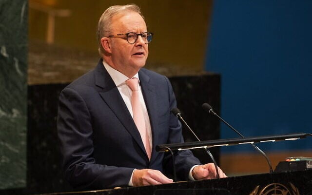 Anthony Albanese at the United Nations in New York last week. Photo: EPA/Lev Radin Anthony Albanese at the United Nations in New York last week. Photo: EPA/Lev Radin