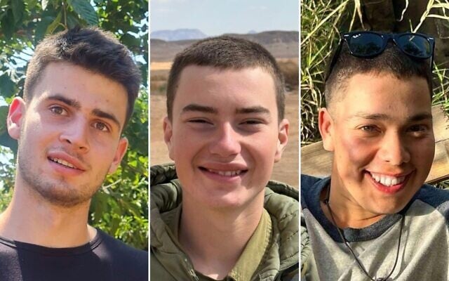 L-R: Staff Sgt. Uri Lamed, Sgt. Amit Arye Regev, and Sgt. Gadi Cotal, who were killed in the Gaza Strip on September 8, 2025. (Israel Defense Forces) L-R: Staff Sgt. Uri Lamed, Sgt. Amit Arye Regev, and Sgt. Gadi Cotal, who were killed in the Gaza Strip on September 8, 2025. (Israel Defense Forces)