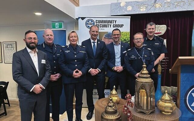 From left: Dan Goodhardt, Chris Gilbert, Assistant Commissioner Tess Walsh, David Southwick MP, Justin Kagan, Sergeant Rowan Epstein, Divisional Superintendent Martin Bourke. From left: Dan Goodhardt, Chris Gilbert, Assistant Commissioner Tess Walsh, David Southwick MP, Justin Kagan, Sergeant Rowan Epstein, Divisional Superintendent Martin Bourke.