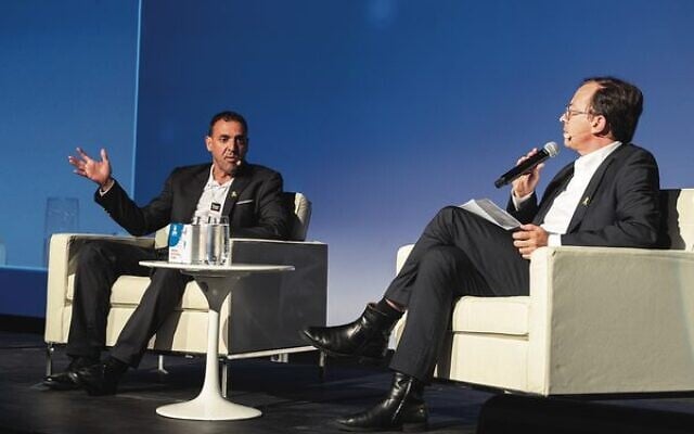 Eli Sharabi in conversation with Nadav Eyal at the JNF NSW annual event. Photo: Nadine Saacks Eli Sharabi in conversation with Nadav Eyal at the JNF NSW annual event. Photo: Nadine Saacks