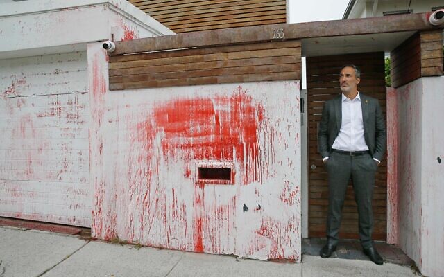 ECAJ co-CEO Alex Ryvchin outside his former home, which was targeted in the attack. Photo: Supplied ECAJ co-CEO Alex Ryvchin outside his former home, which was targeted in the attack. Photo: Supplied