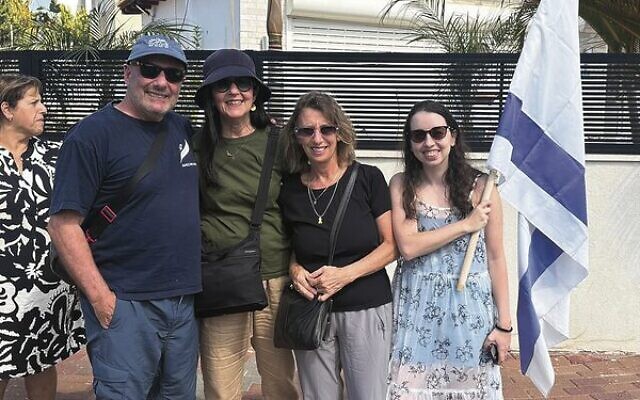 Waiting to welcome David Cunio (from left): Danny and Sandra Hochberg, their friend Jeanette (ex-Melbourne) and her daughter, Tamar. Waiting to welcome David Cunio (from left): Danny and Sandra Hochberg, their friend Jeanette (ex-Melbourne) and her daughter, Tamar.