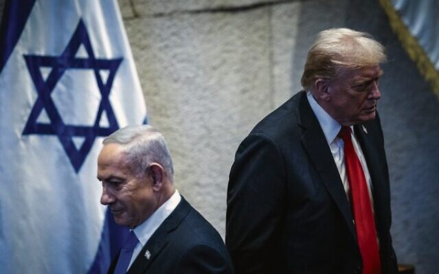 Israeli Prime Minister Benjamin Netanyahu (left) and US President Donald Trump at the Knesset on October 13. Photo: Yonatan Sindel/Flash90 Israeli Prime Minister Benjamin Netanyahu (left) and US President Donald Trump at the Knesset on October 13. Photo: Yonatan Sindel/Flash90