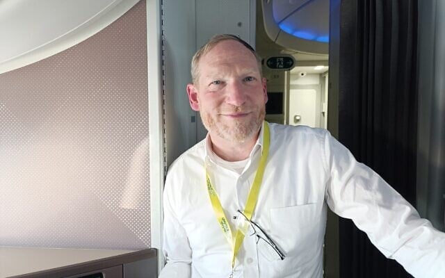 NBN co-founder and executive director Rabbi Yehoshua Fass on the Nefesh B’Nefesh charter flight, August 20, 2025 Photo: Zev Stub/Times of Israel) NBN co-founder and executive director Rabbi Yehoshua Fass on the Nefesh B’Nefesh charter flight, August 20, 2025 Photo: Zev Stub/Times of Israel)