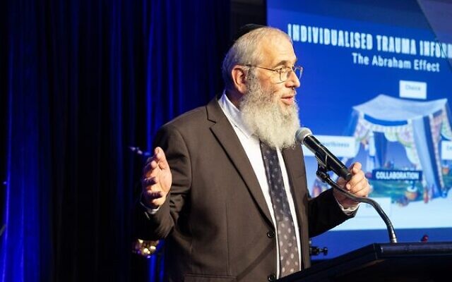 Rabbi Mendel Kastel speaks at the event. Photo: Nadine Saacks Rabbi Mendel Kastel speaks at the event. Photo: Nadine Saacks
