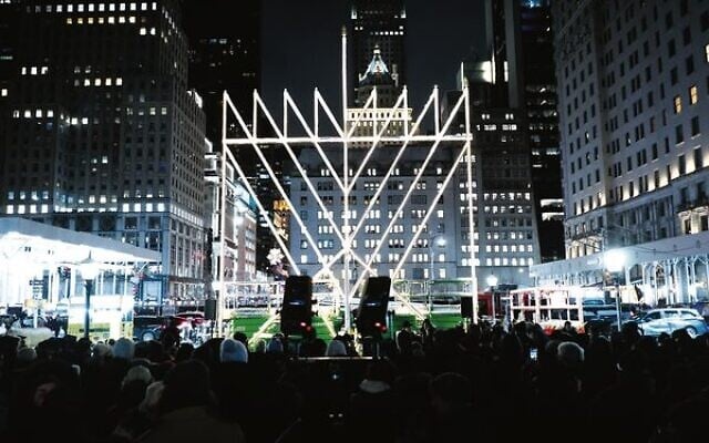 The lighting of the world's largest menorah in New York City. Photo: Luke Tress/Times of Israel The lighting of the world's largest menorah in New York City. Photo: Luke Tress/Times of Israel