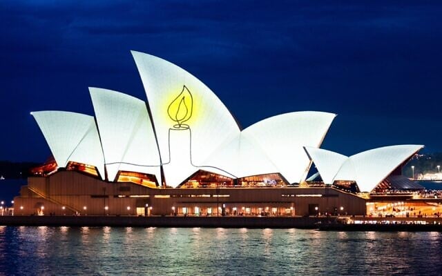 The Sydney Opera House sails lit up on the final night of Chanukah. Photo: Facebook The Sydney Opera House sails lit up on the final night of Chanukah. Photo: Facebook