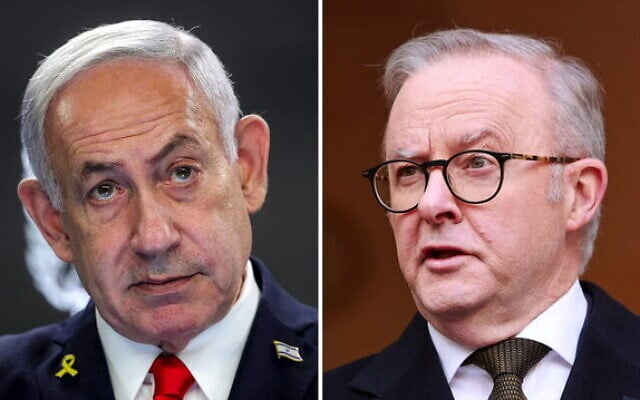 Israel's Prime Minister Benjamin Netanyahu (left) and Australian Prime Minister Anthony Albanese (right). Photos: Abir Sultan/AFP and Hilary Wardhaugh/AFP Israel's Prime Minister Benjamin Netanyahu (left) and Australian Prime Minister Anthony Albanese (right). Photos: Abir Sultan/AFP and Hilary Wardhaugh/AFP