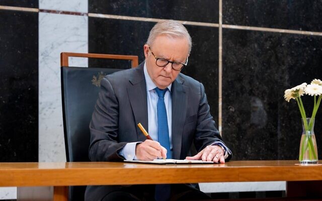 Prime Minister Anthony Albanese signs the condolence book for Bondi victims at Parliament House on December 20, 2025. Photo: Facebook Prime Minister Anthony Albanese signs the condolence book for Bondi victims at Parliament House on December 20, 2025. Photo: Facebook