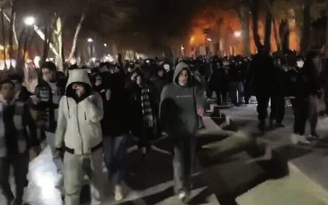 A still from a video appearing to show anti-regime protesters marching in Isfahan, Iran, January 1, 2026. Screenshot: X A still from a video appearing to show anti-regime protesters marching in Isfahan, Iran, January 1, 2026. Screenshot: X