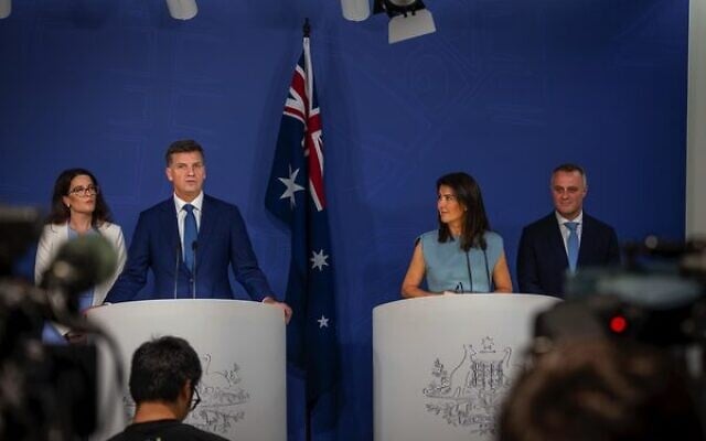 Angus Taylor and Jane Hume announce their shadow ministry on Tuesday. Photo: Facebook Angus Taylor and Jane Hume announce their shadow ministry on Tuesday. Photo: Facebook