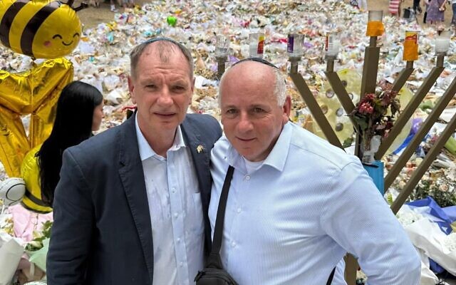 David Southwick MP at the Bondi memorial with David Michaelson. David Southwick MP at the Bondi memorial with David Michaelson.