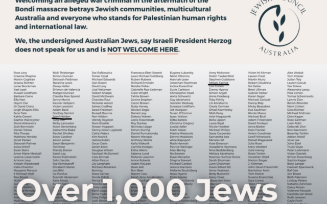Part of the ad published by the "Council of Australian Jews". Photo: Jewish News UK Part of the ad published by the "Council of Australian Jews". Photo: Jewish News UK