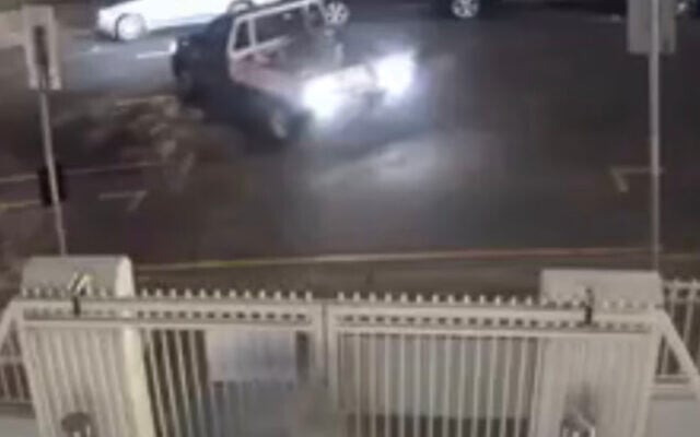 CCTV footage released by Queensland Police of the ute reversing into the synagogue. CCTV footage released by Queensland Police of the ute reversing into the synagogue.