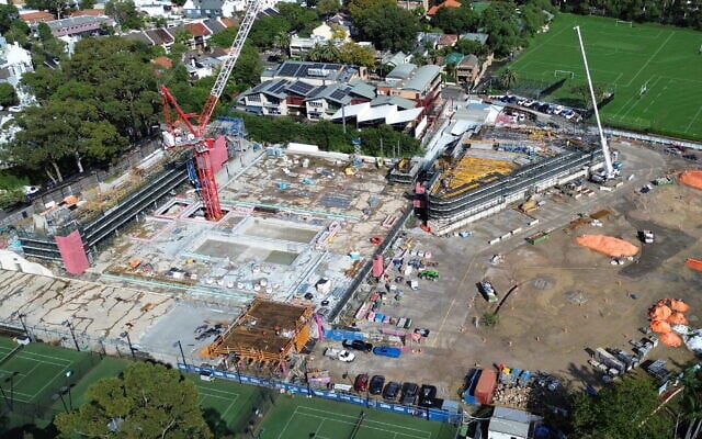 An aerial view showing the progress of construction at Hakoah White City. Photo: Supplied An aerial view showing the progress of construction at Hakoah White City. Photo: Supplied