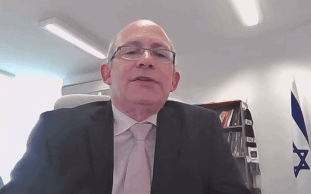 The new Israeli Ambassador to Australia, Dr Hillel Newman, addressing a UIA Zoom briefing. Photo: Screenshot. The new Israeli Ambassador to Australia, Dr Hillel Newman, addressing a UIA Zoom briefing. Photo: Screenshot.