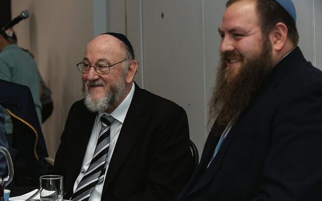 Chief Rabbi Efraim Mirvis with South Caulfield Shule Rabbi Mendy Ajzenszmidt. Photo: Supplied Chief Rabbi Efraim Mirvis with South Caulfield Shule Rabbi Mendy Ajzenszmidt. Photo: Supplied