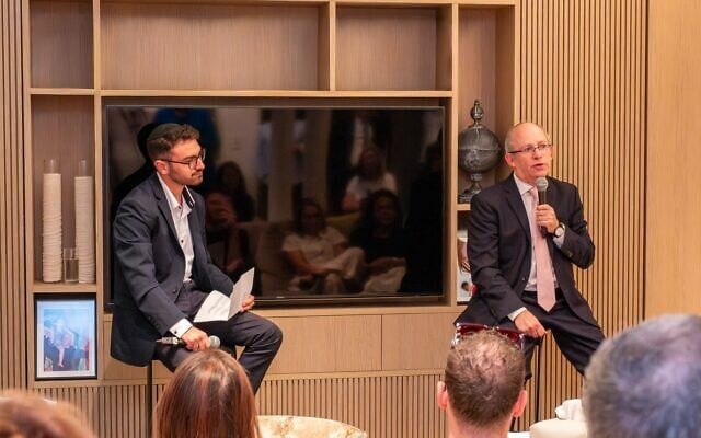 Ambassador Hillel Newman (right) in conversation with Moshe Kadoury. Photo: Embassy of Israel/Facebook Ambassador Hillel Newman (right) in conversation with Moshe Kadoury. Photo: Embassy of Israel/Facebook