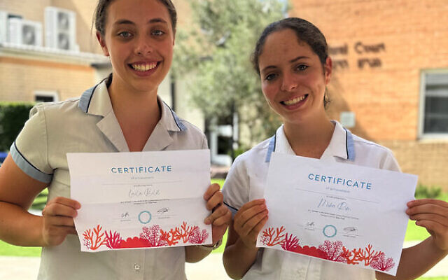 Laila Bolot (left) and Mika Rom, year 10 students at Moriah College in Sydney.
Photo: Supplied. Laila Bolot (left) and Mika Rom, year 10 students at Moriah College in Sydney.
Photo: Supplied.