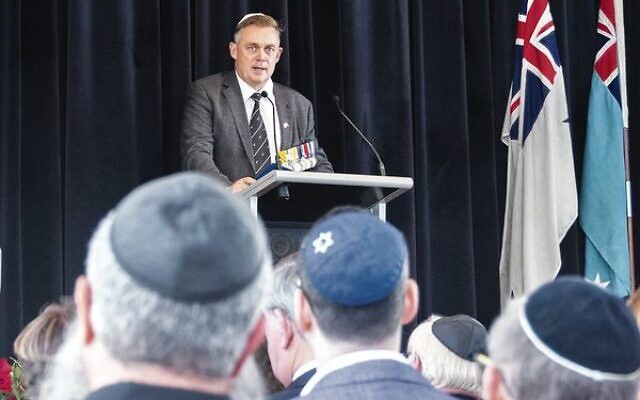 Colonel Michael Scott speaking at the 2026 NAJEX Anzac Day commemoration. Colonel Michael Scott speaking at the 2026 NAJEX Anzac Day commemoration.