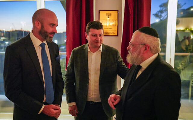 North Bondi RSL chairman Joshua Farquhar with Waverley Mayor Will Nemesh and Rabbi Yehoram Ulman. North Bondi RSL chairman Joshua Farquhar with Waverley Mayor Will Nemesh and Rabbi Yehoram Ulman.
