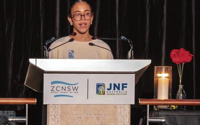 Chaya Dadon speaking at the Yom Hazikaron ceremony at Central Synagogue. Photo: Loretta Godfrey Photography Chaya Dadon speaking at the Yom Hazikaron ceremony at Central Synagogue. Photo: Loretta Godfrey Photography