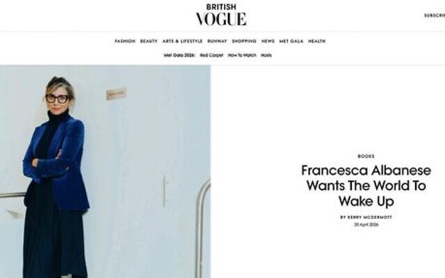British Vogue's soft treatment of UN Special Rapporteur Francesca Albanese. British Vogue's soft treatment of UN Special Rapporteur Francesca Albanese.