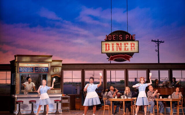 (from left) Jenna (Natalie Bassingthwaighte), Becky (Gabriyel Thomas) and Dawn (Mackenzie Dunn) in the diner in the musical Waitress. Photos: Jeff Busby (from left) Jenna (Natalie Bassingthwaighte), Becky (Gabriyel Thomas) and Dawn (Mackenzie Dunn) in the diner in the musical Waitress. Photos: Jeff Busby