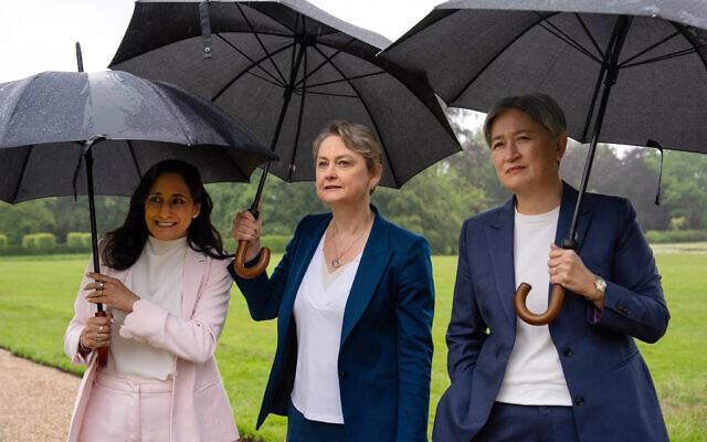 The Foreign Ministers of Canada (Anita Anand, the UK (Yvette Cooper) and Australia (Penny Wong) meeting in Britain. Photo: Times of Israel, Carl Court, Pool Photo via AP. The Foreign Ministers of Canada (Anita Anand, the UK (Yvette Cooper) and Australia (Penny Wong) meeting in Britain. Photo: Times of Israel, Carl Court, Pool Photo via AP.