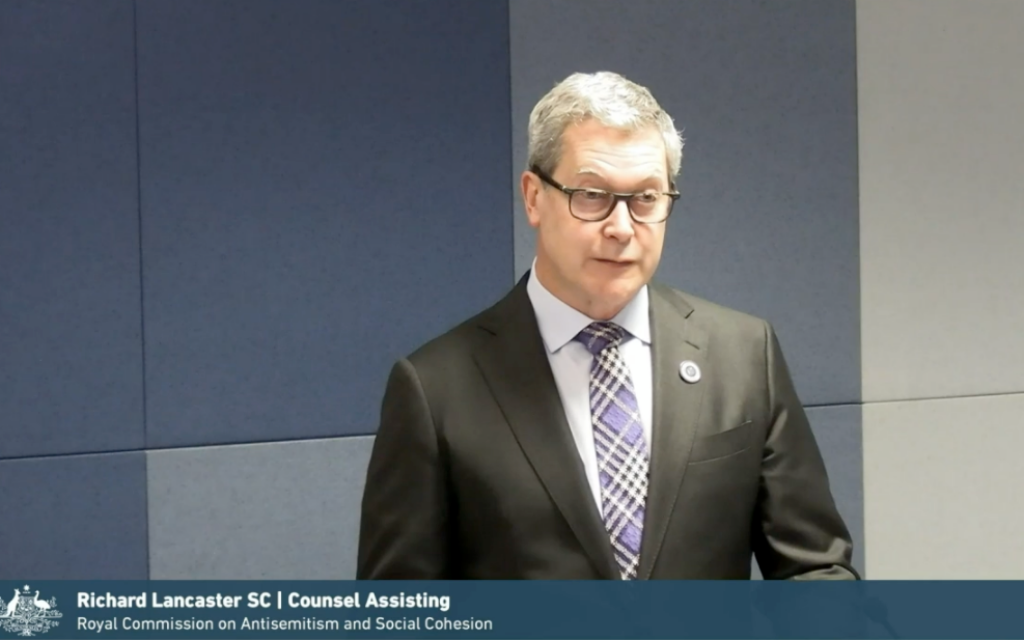 Counsel Assisting Richard Lancaster SC. Photo: screenshot Counsel Assisting Richard Lancaster SC. Photo: screenshot