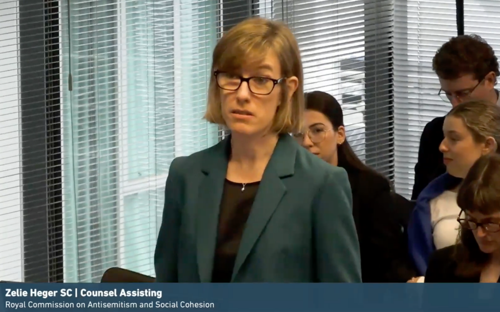 Counsel Assisting, Zelie Heger SC. Photo: screenshot